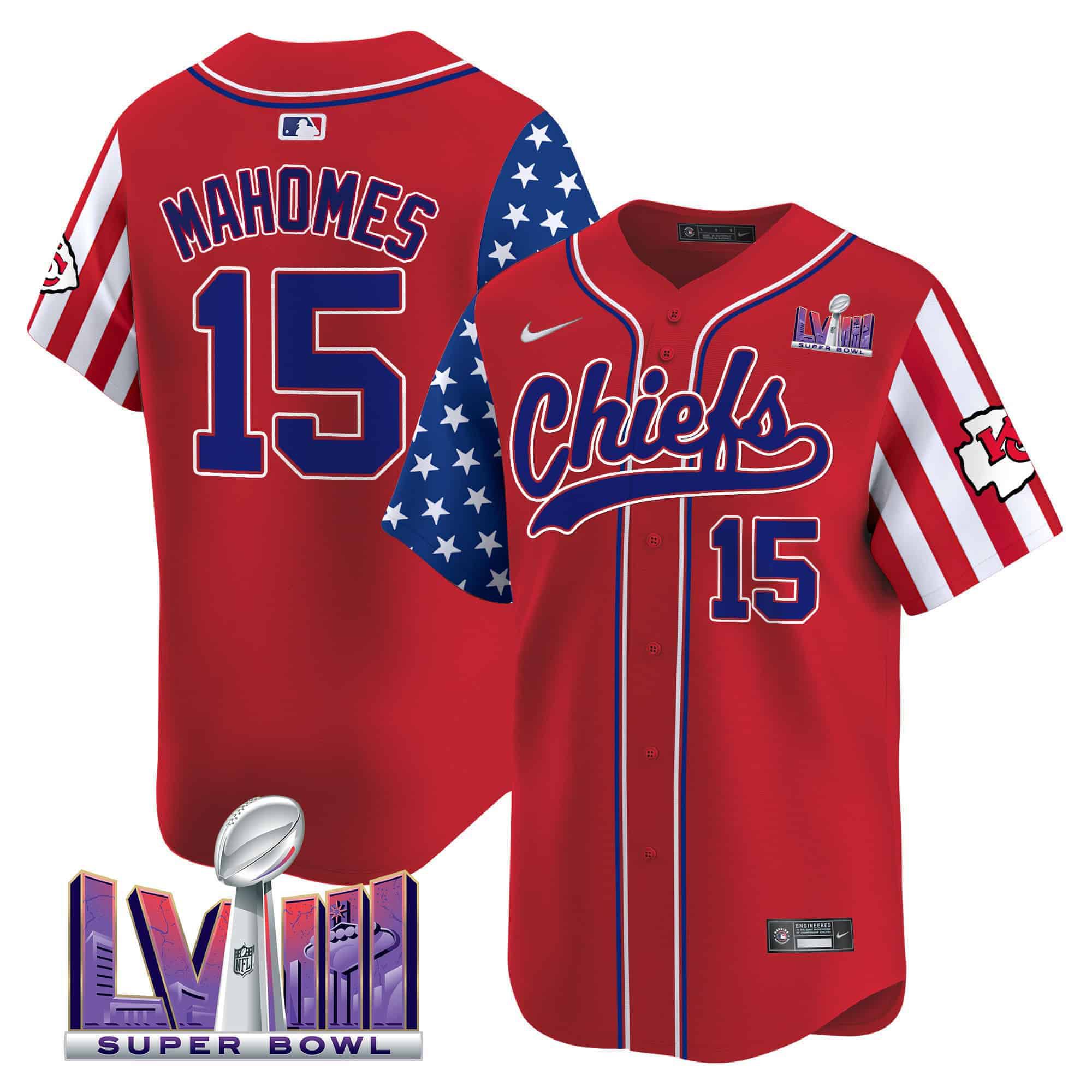 Men Kansas City Chiefs 15 Mahomes Red 2024 Nike Independence Day Vapor Premier Limited NFL Jersey